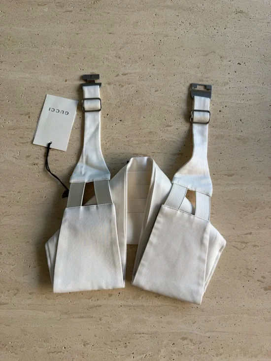 NWT GUCCI SiILK WHITE CUMMERBUND ADJUSTABLE Sz: M - Picture 4 of 13